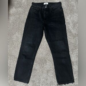 Agolde Riley High Rise Straight Crop Black Jeans